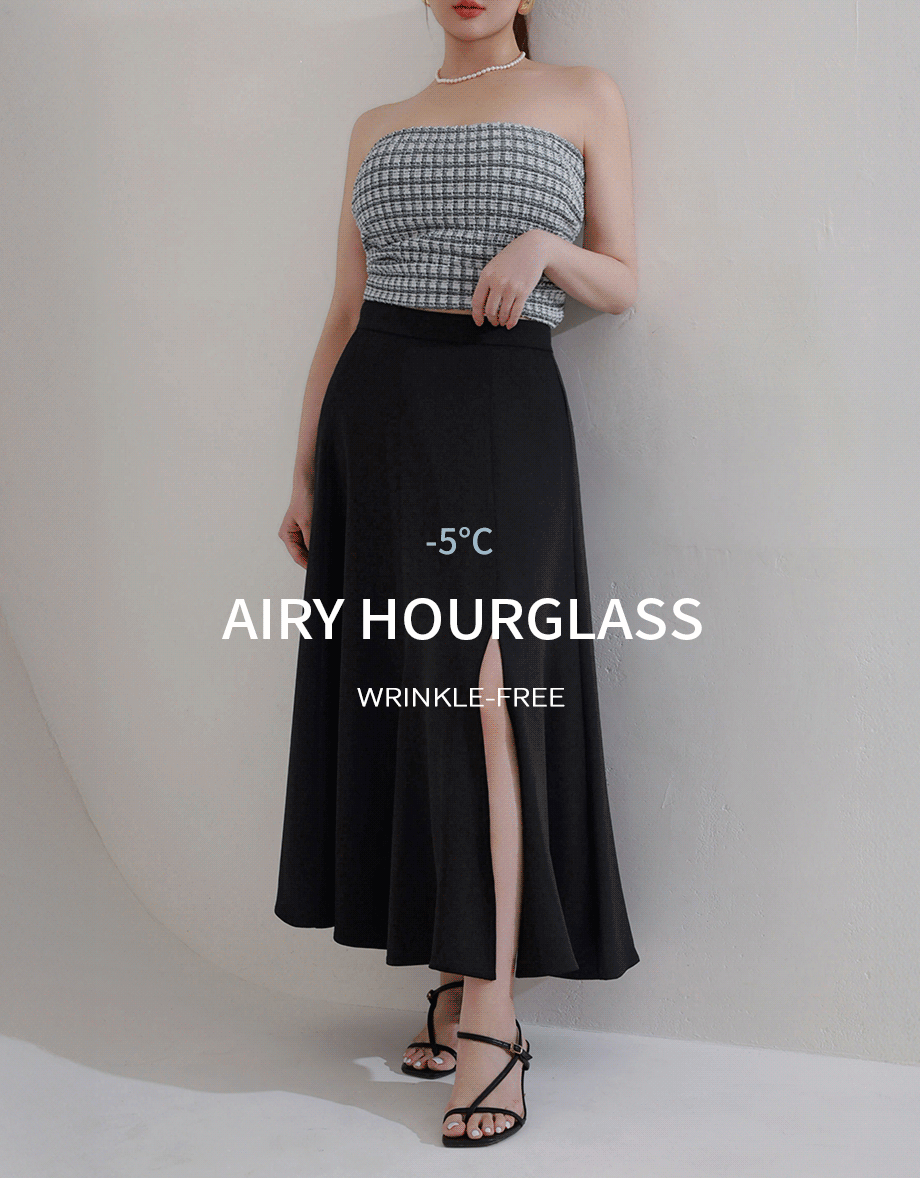 Cooling Fabric Flared Front Slit Maxi Skirt